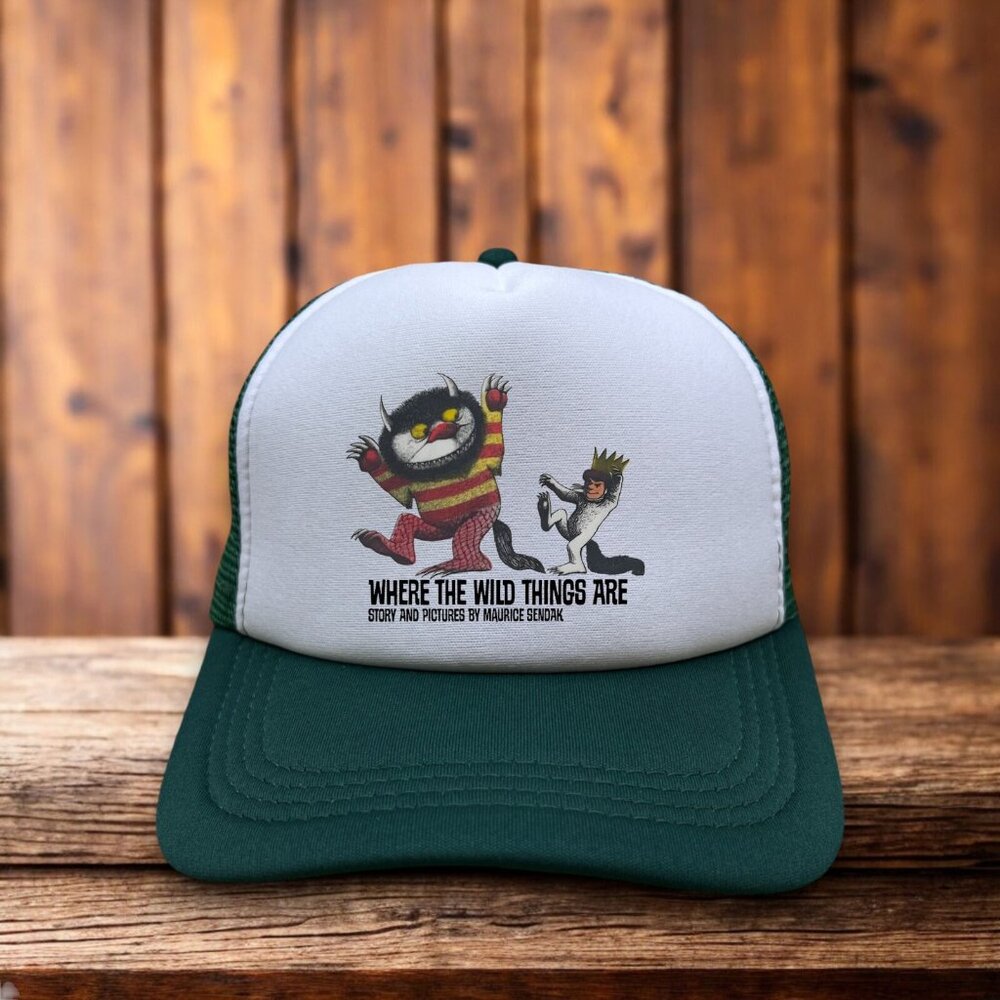 Where The Wild Things Are Mens Trucker Hat Green 60s Children's Book Retro Logo